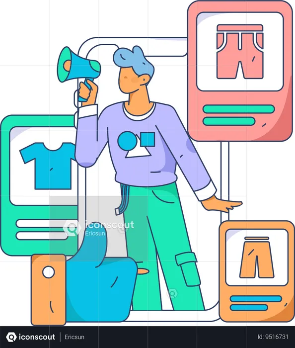 Man is doing shopping announcement  Illustration