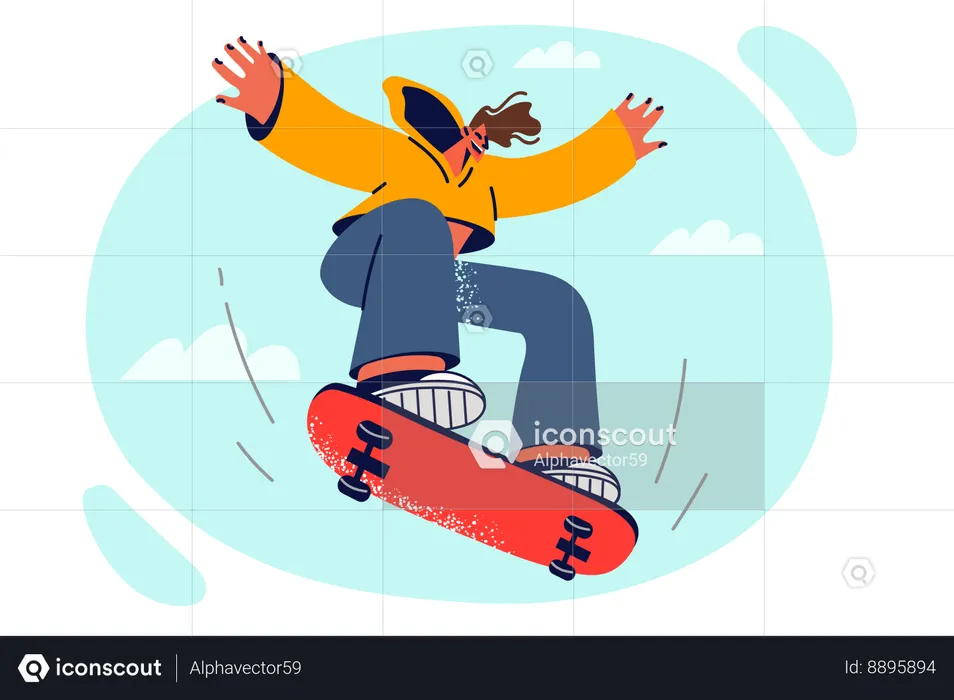 Man is enjoying skating on skateboard  Illustration