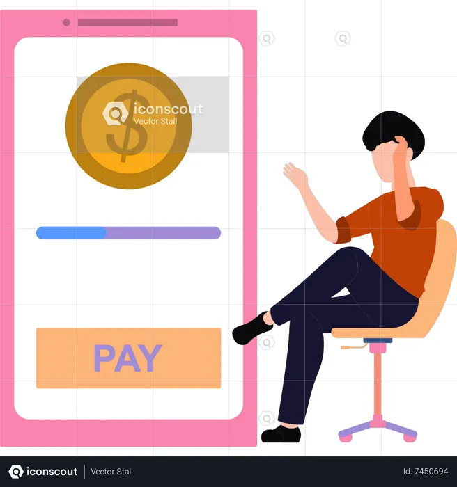 Man is giving money online  Illustration