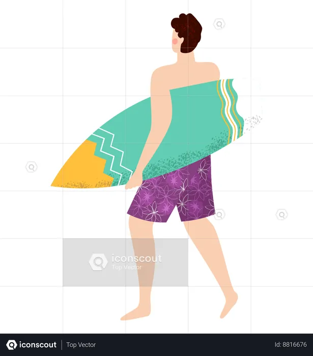 Man is going for water surfing  Illustration