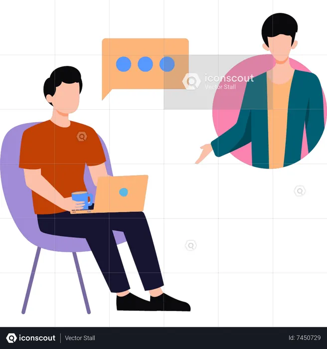 Man is having online meeting  Illustration