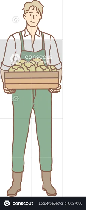 Man is holding fruit basket  Illustration
