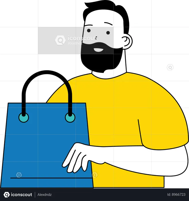 Man is holding shopping bag  Illustration