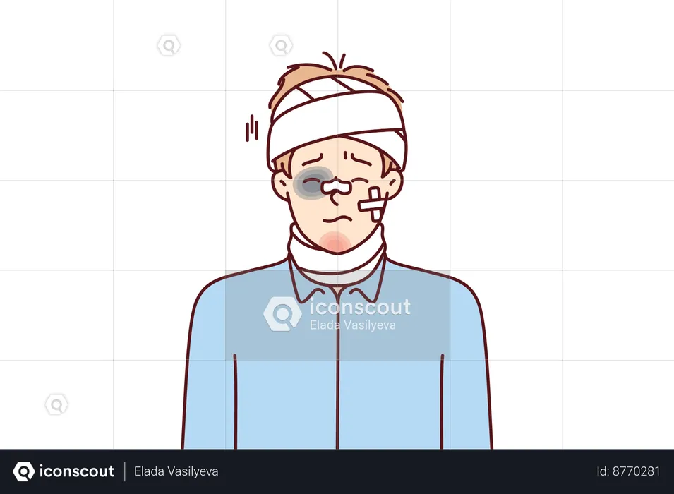 Man is injured and severely beaten up  Illustration