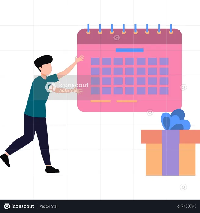Best Man is looking at the calendar Illustration download in PNG