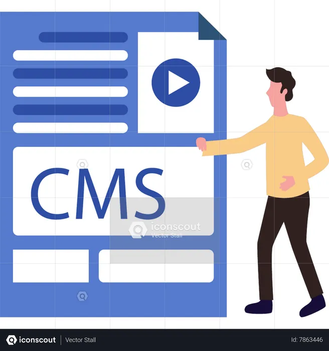 Man is looking at the CMS file  Illustration