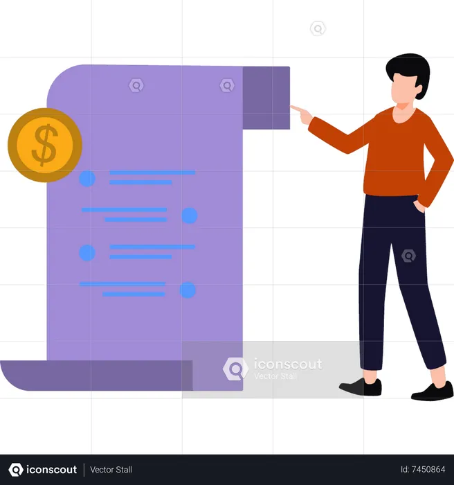 Man is looking at the price list  Illustration