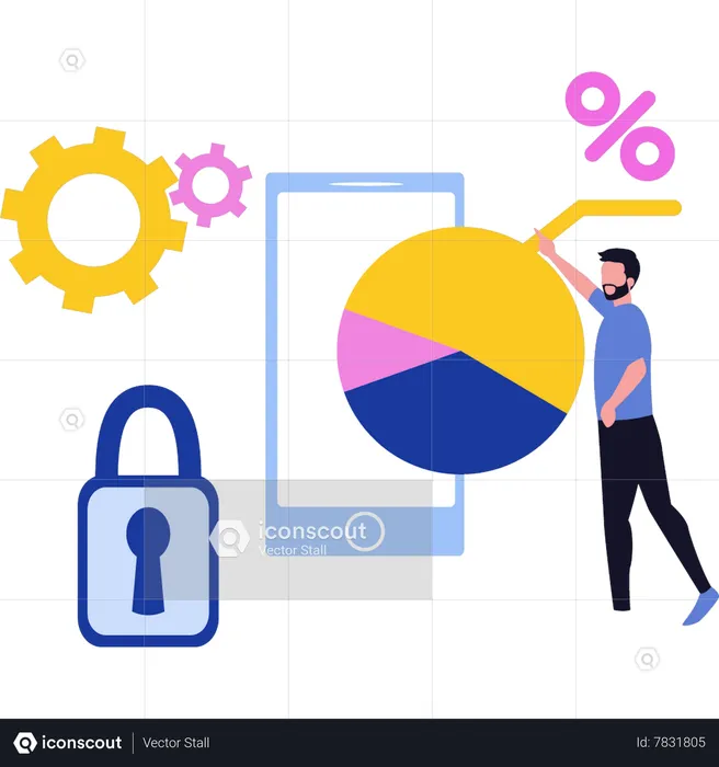 Man is managing chart  Illustration