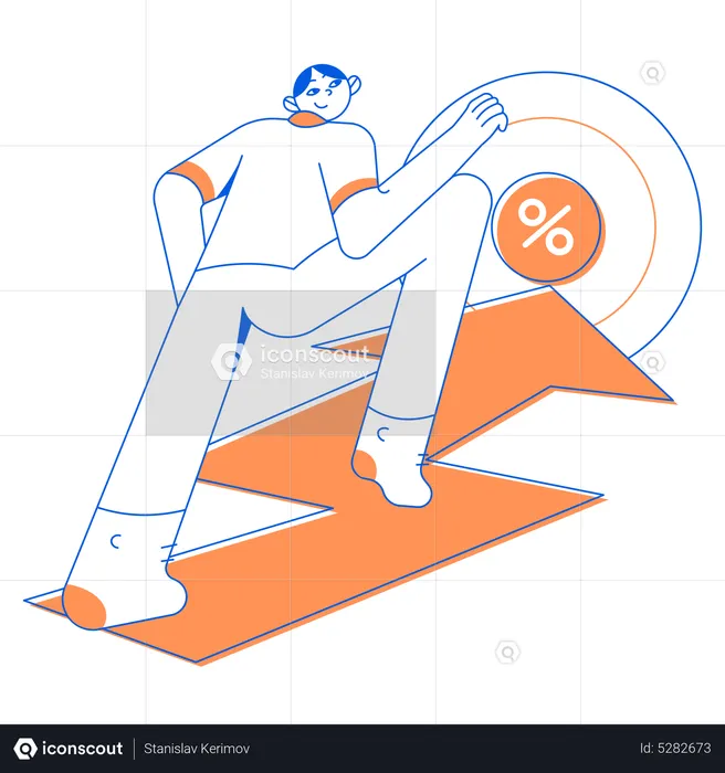 Man is moving toward discount  Illustration