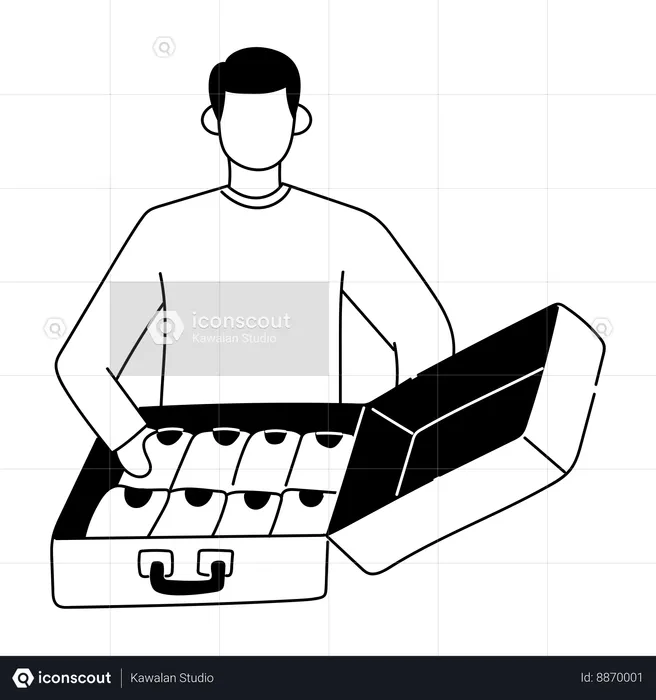 Man is packing clothes in bag  Illustration