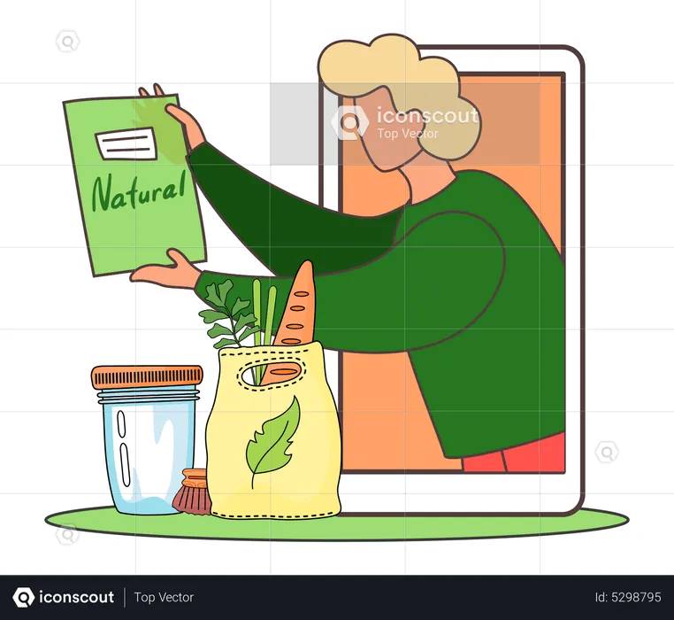 Man is planting natural organic plants  Illustration