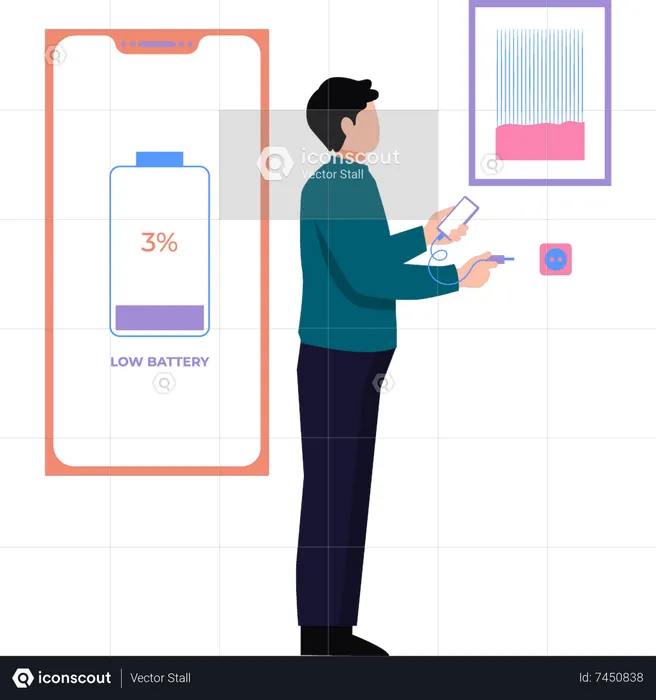 Man is plugging the mobile charger  Illustration