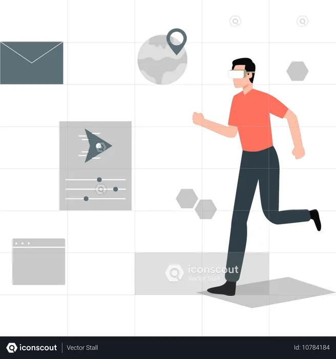 Man is pointing global location  Illustration