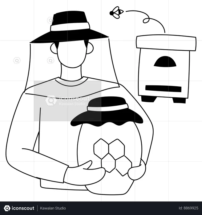 Man is protecting bee hive  Illustration