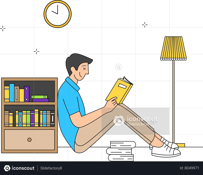 Man is reading book  Illustration