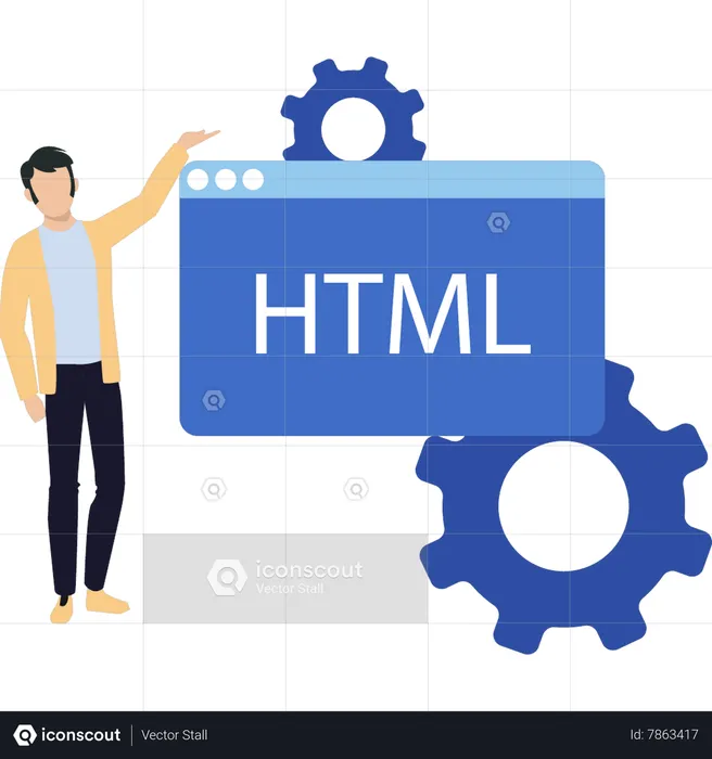 Man is setting up the HTML  Illustration