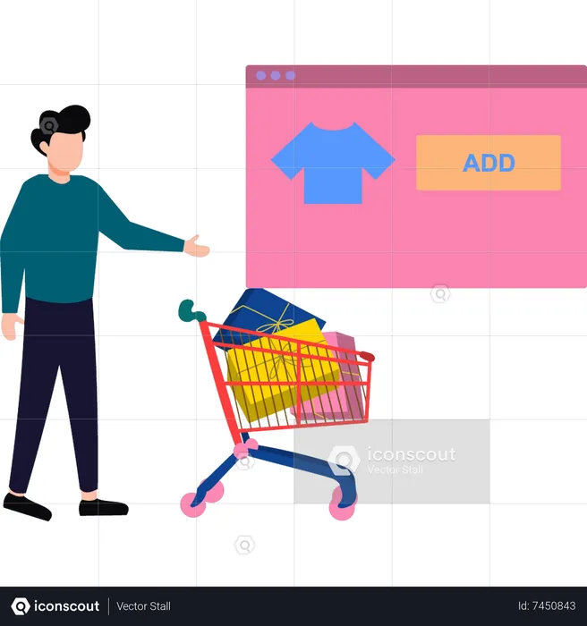 Man is shopping online  Illustration