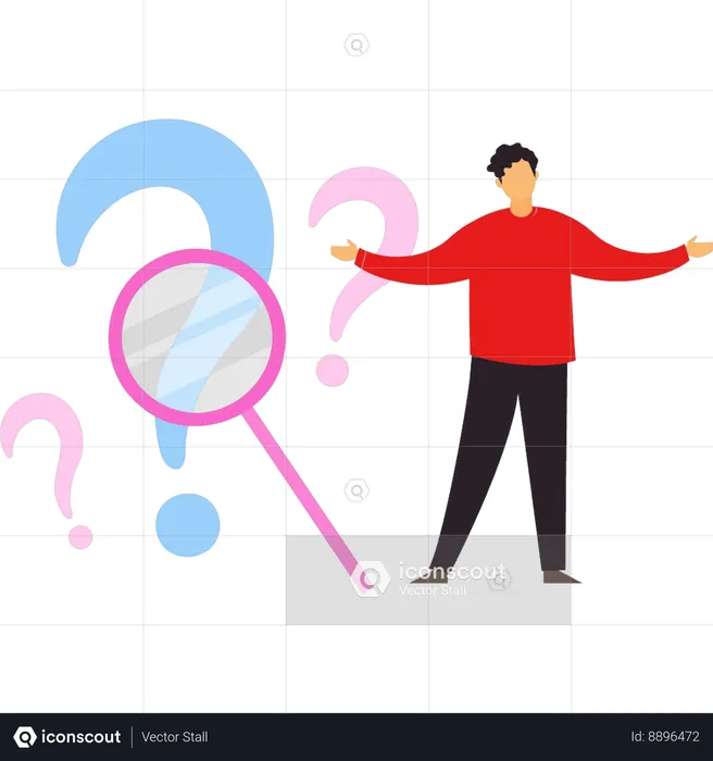 Man is showing magnifying glass  Illustration