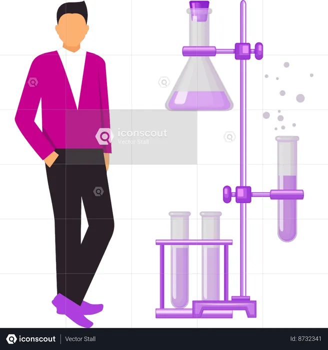 Man is standing near the burner stand  Illustration