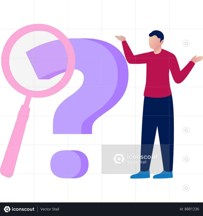 Man is standing next to a magnifying glass  Illustration
