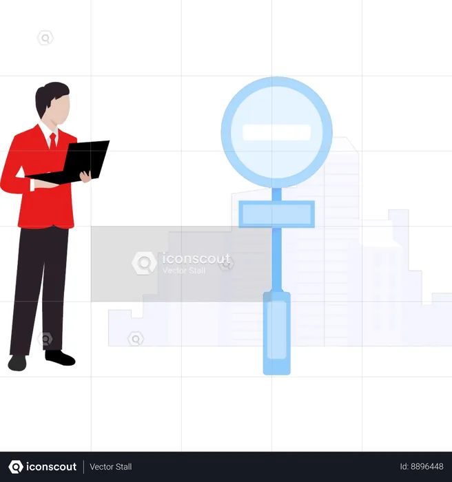 Man is standing with a laptop  Illustration
