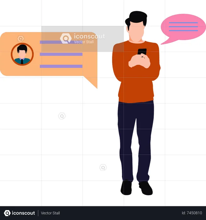 Man is talking on the mobile  Illustration