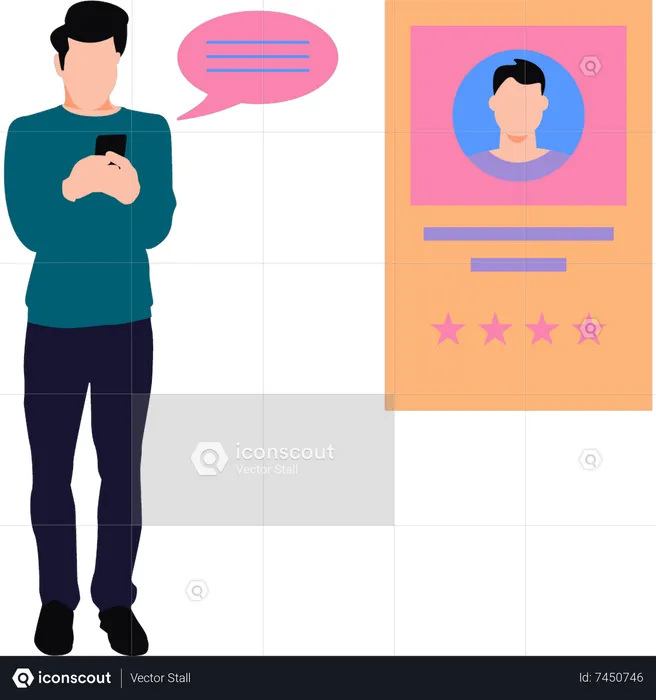 Man is talking to the star user  Illustration