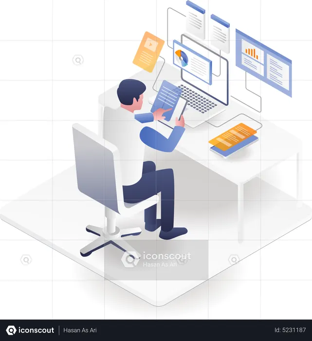 Man is testing web application network on smartphone and computer  Illustration