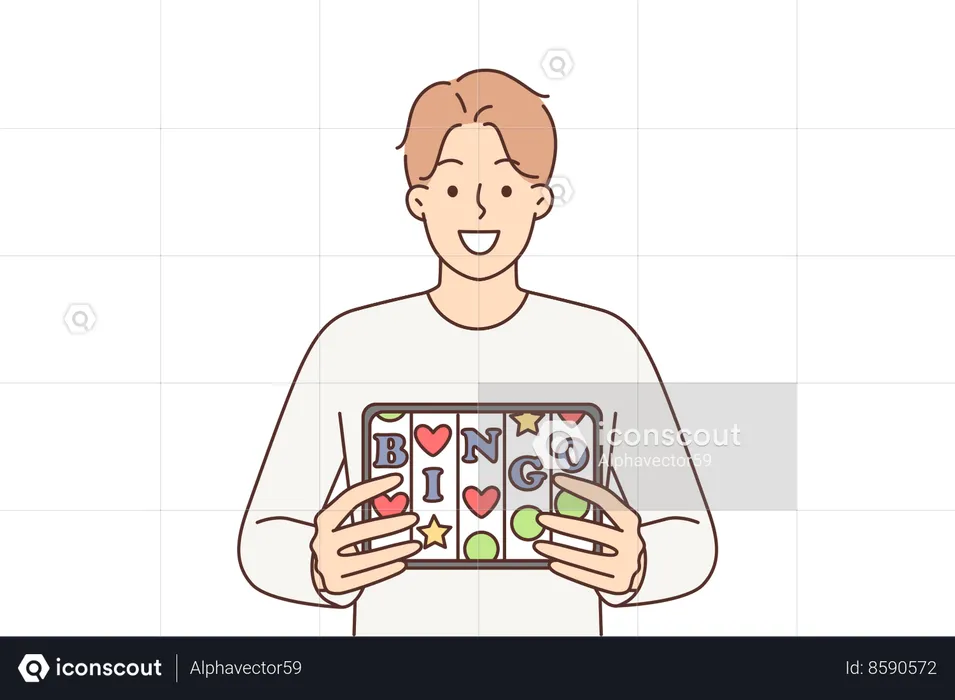 Man is trying his luck in online game  Illustration
