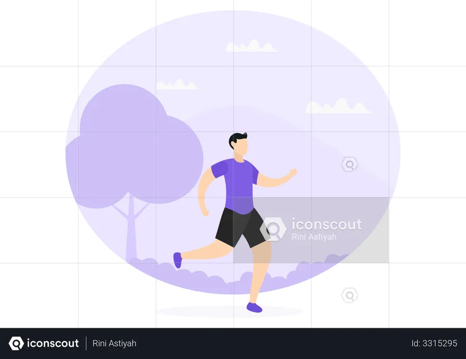 Man Jogging In Park  Illustration