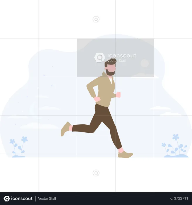 Man jogging in the early morning  Illustration