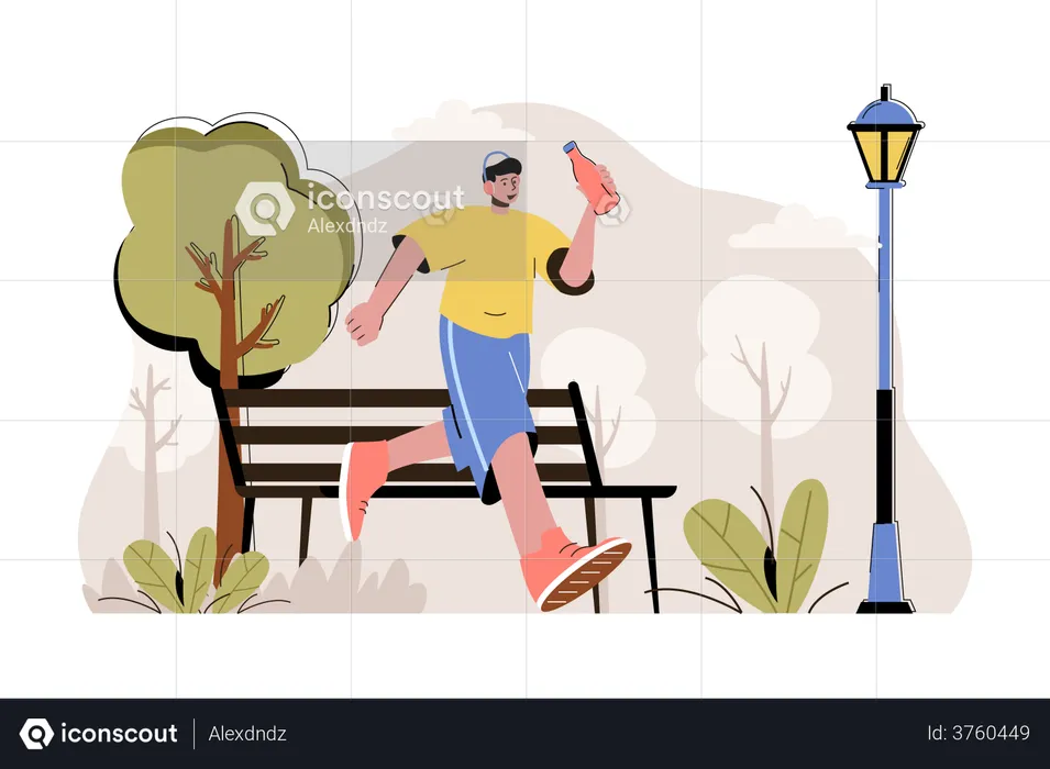 Man jogging in the early morning  Illustration