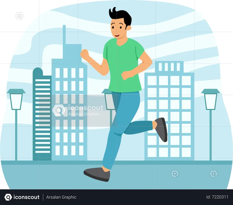 Man Jogging On Road  Illustration