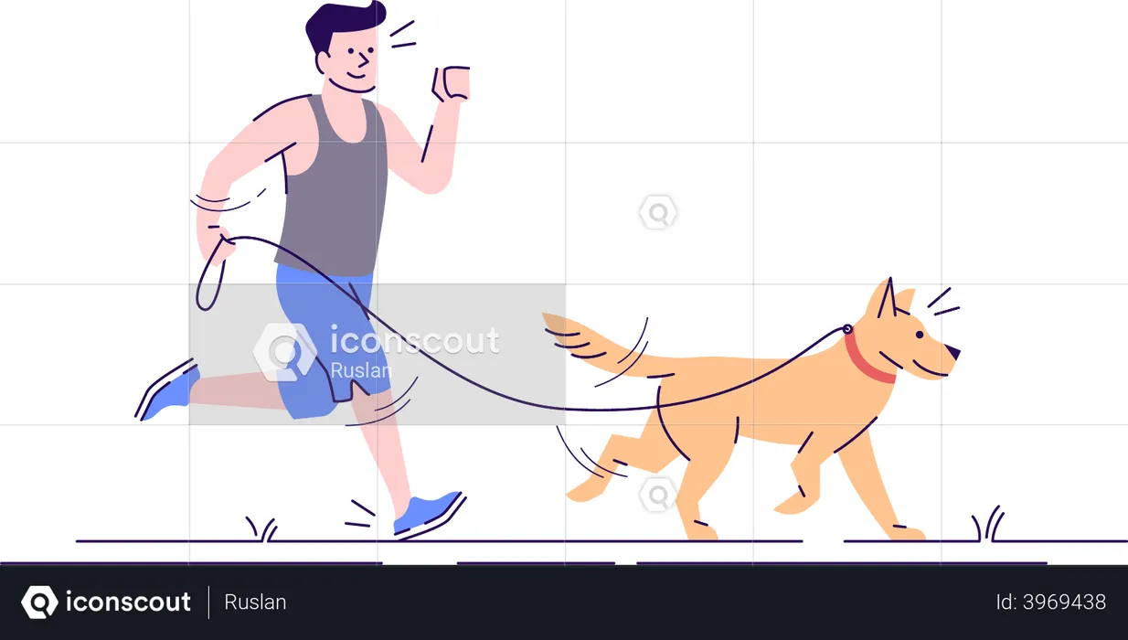 Man jogging with dog  Illustration