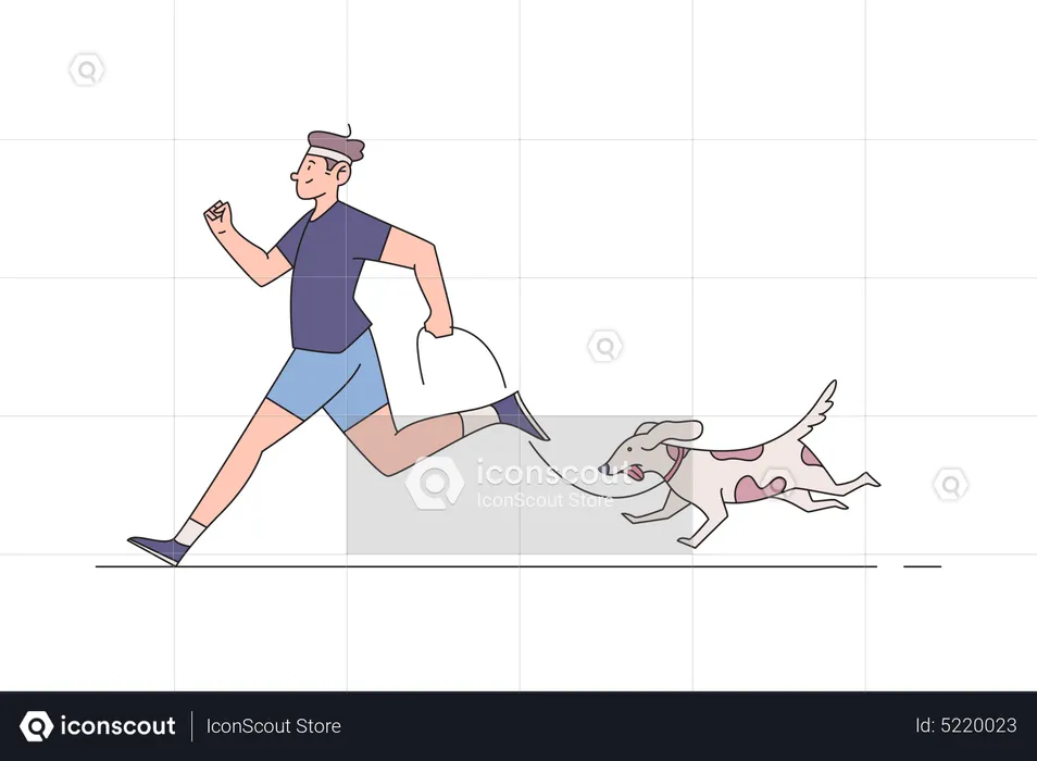Man Jogging with dog  Illustration