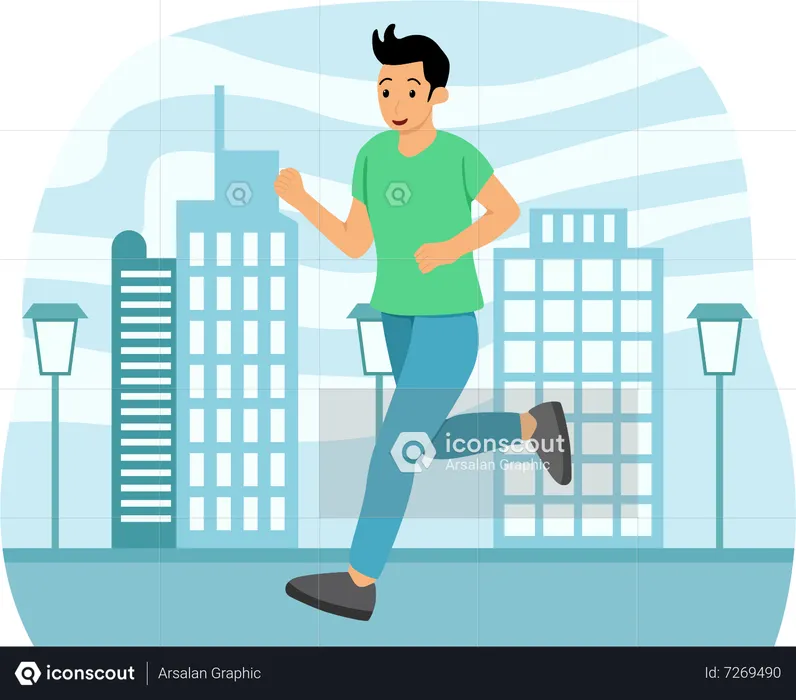 Man Jogging Workout  Illustration