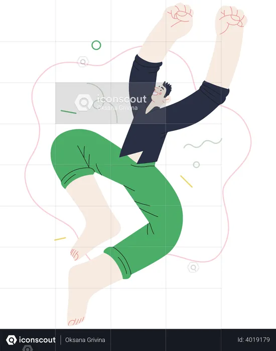 Man jumping in air feeling happy  Illustration