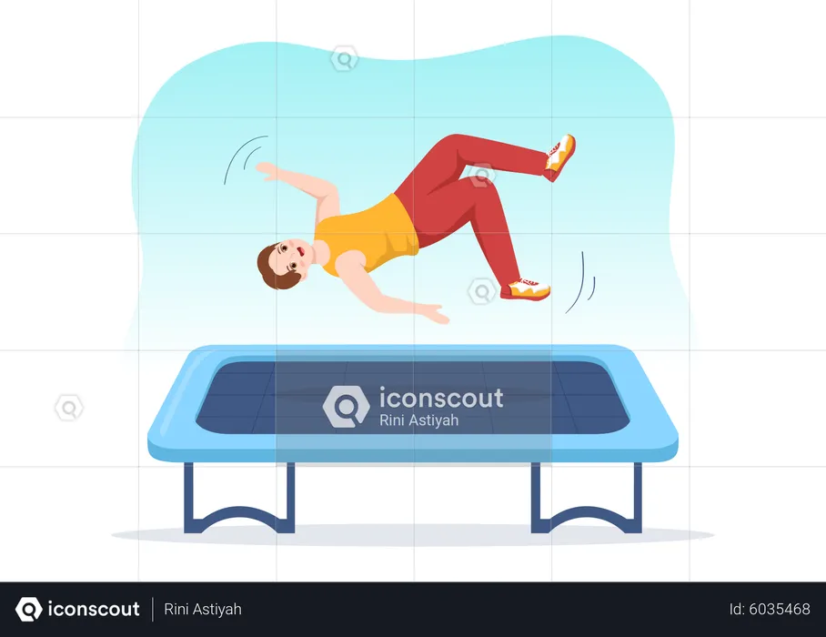 Man jumping on Trampoline  Illustration