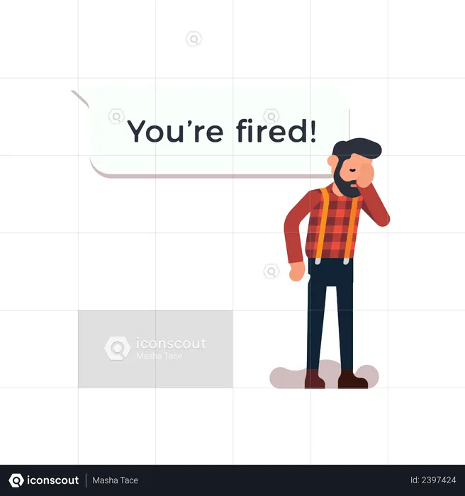 Man just received a message from employer saying he is fired  Illustration