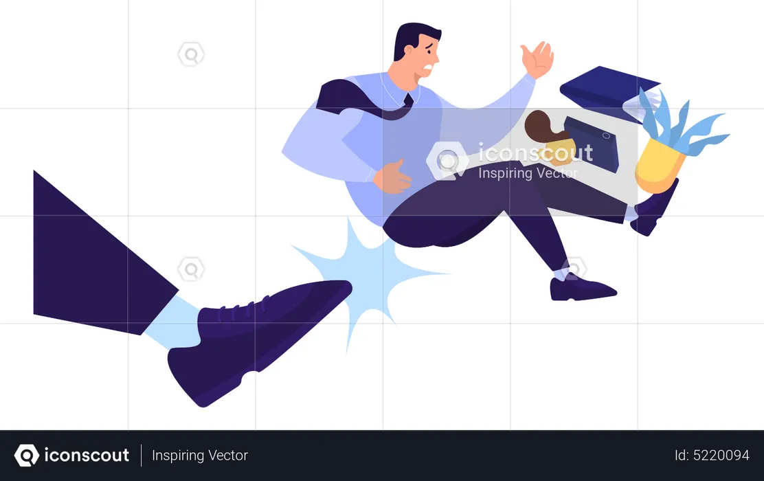 Man kicked out of work  Illustration