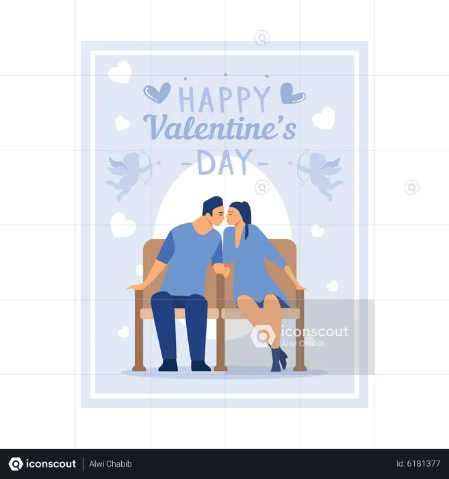 Man kissing to his girlfriend on valentines day  Illustration