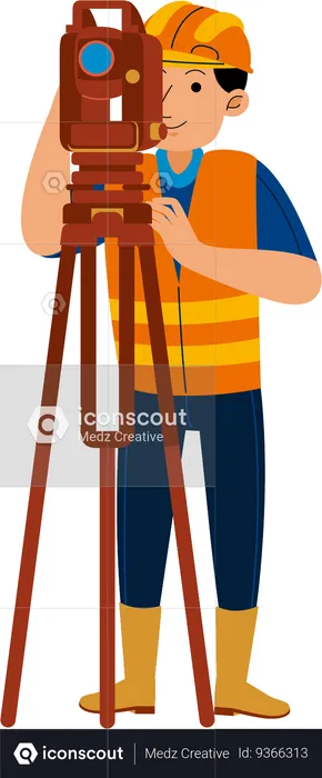 Man Land Surveyor  Illustration