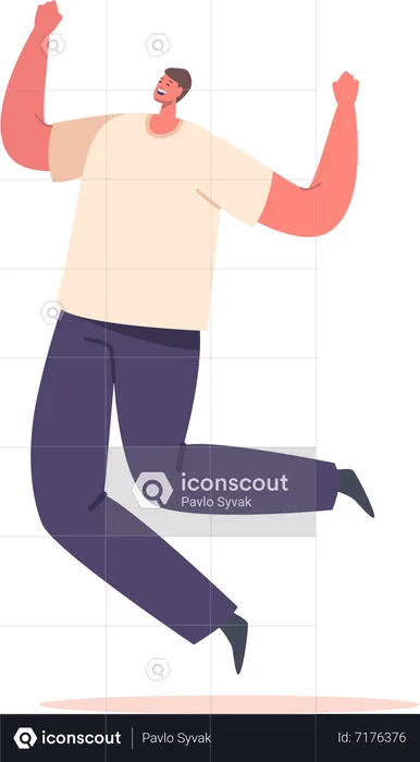 Man Leaping With Excitement  Illustration