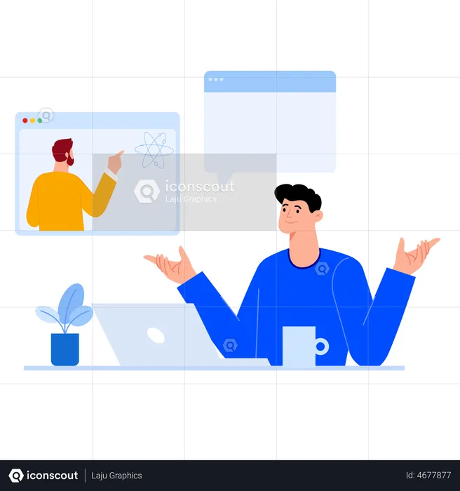 Man learning from home  Illustration