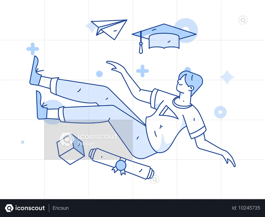 Man learns for graduation test  Illustration