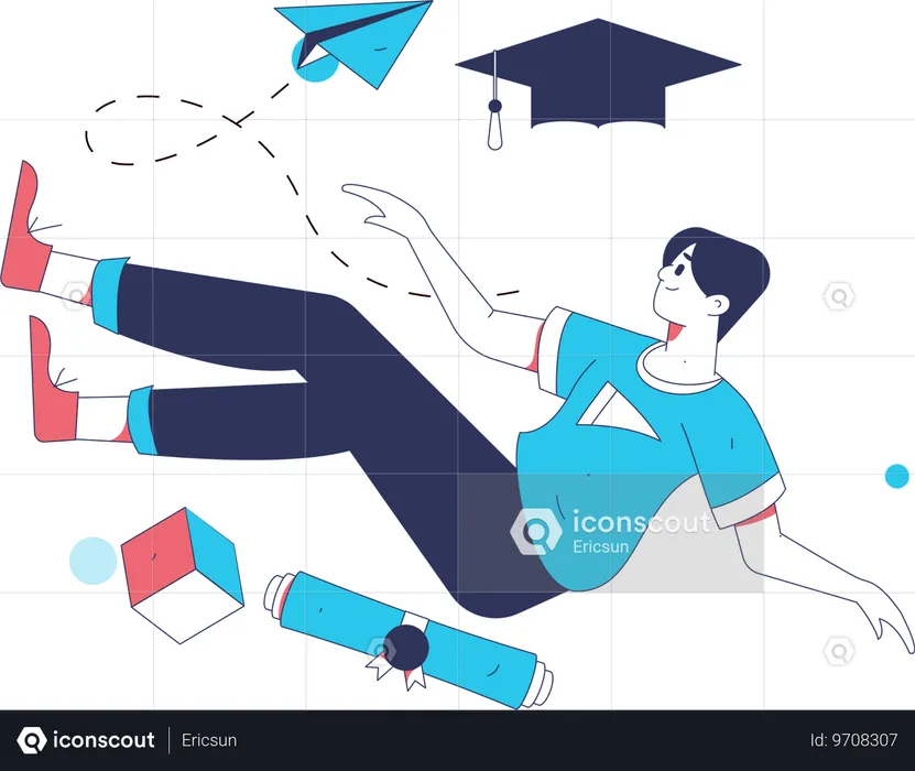 Man learns for graduation test  Illustration