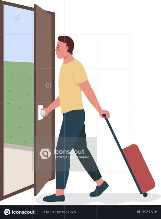 Man leaves home  Illustration