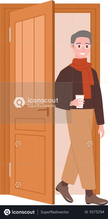 Man Leaving House  Illustration