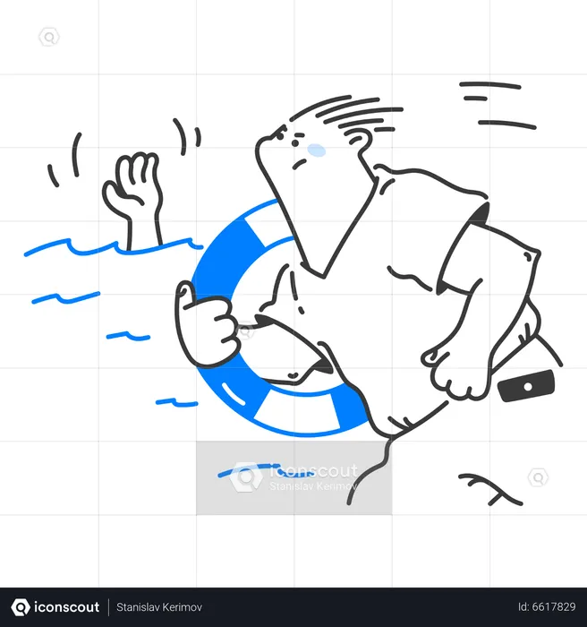 Male lifeguard on the beach  Illustration