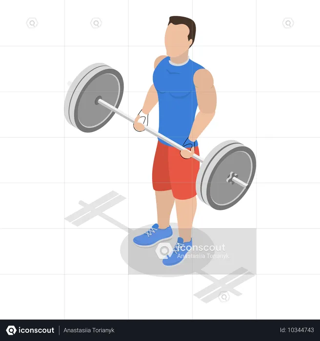 Man lifting barbell for physical workout  Illustration